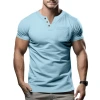 Temu Cross-border bestseller 2025 Summer New Men's Casual T-shirt with V-neck, fashionable and slimming short-sleeved top, trendy Item Picture